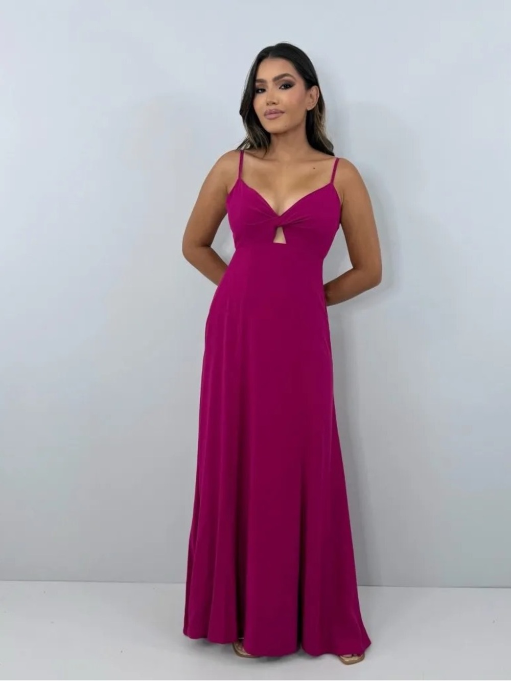 Dress the Population Magenta Spaghetti-Strap Maxi Dress